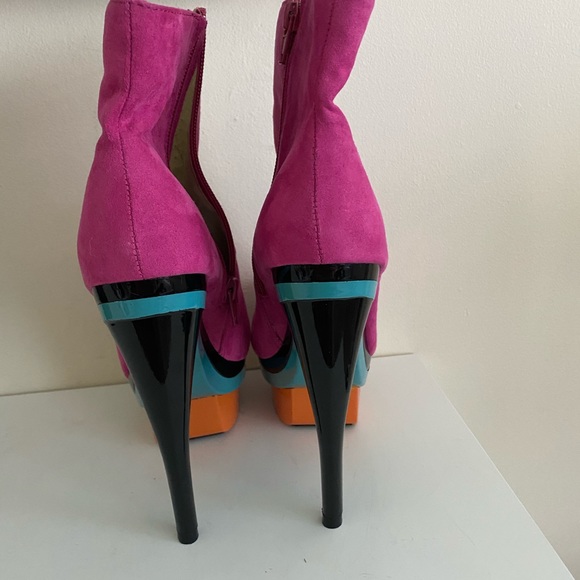 FRH FarenHeit  pink Platform Stiletto Ankle Boots - Picture 2 of 12